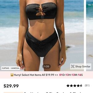 NEW with tags CUPSHE sparkling lurex o-ring bandeau & cheeky bikini set - XL